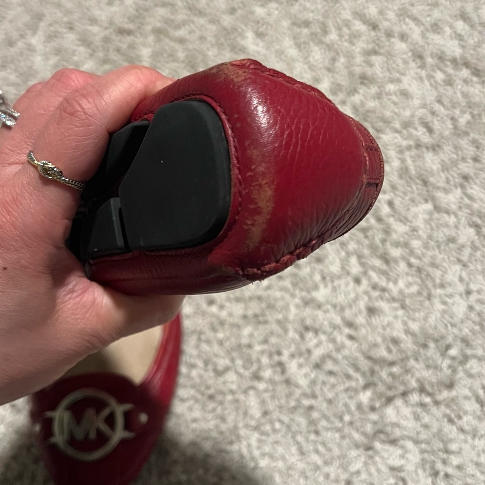 Michael Kors Red Flats with Silver Emblem - Picture 9 of 10